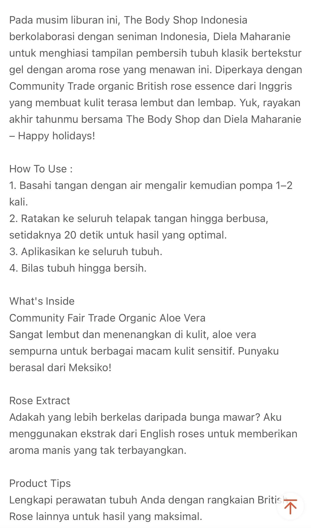 The Body Shop Holiday Limited Edition British Rose Shower Gel 250ml