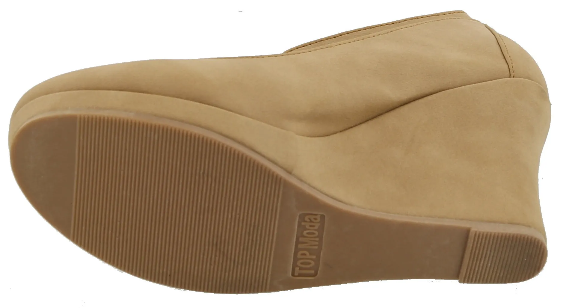 Top Moda Women's Ankle Strappy Round Closed Toe Platform Wedge