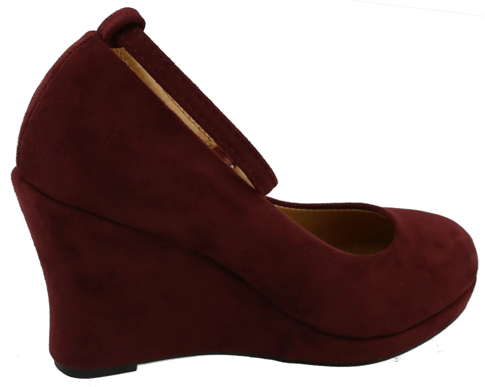 Top Moda Women's Ankle Strappy Round Closed Toe Platform Wedge