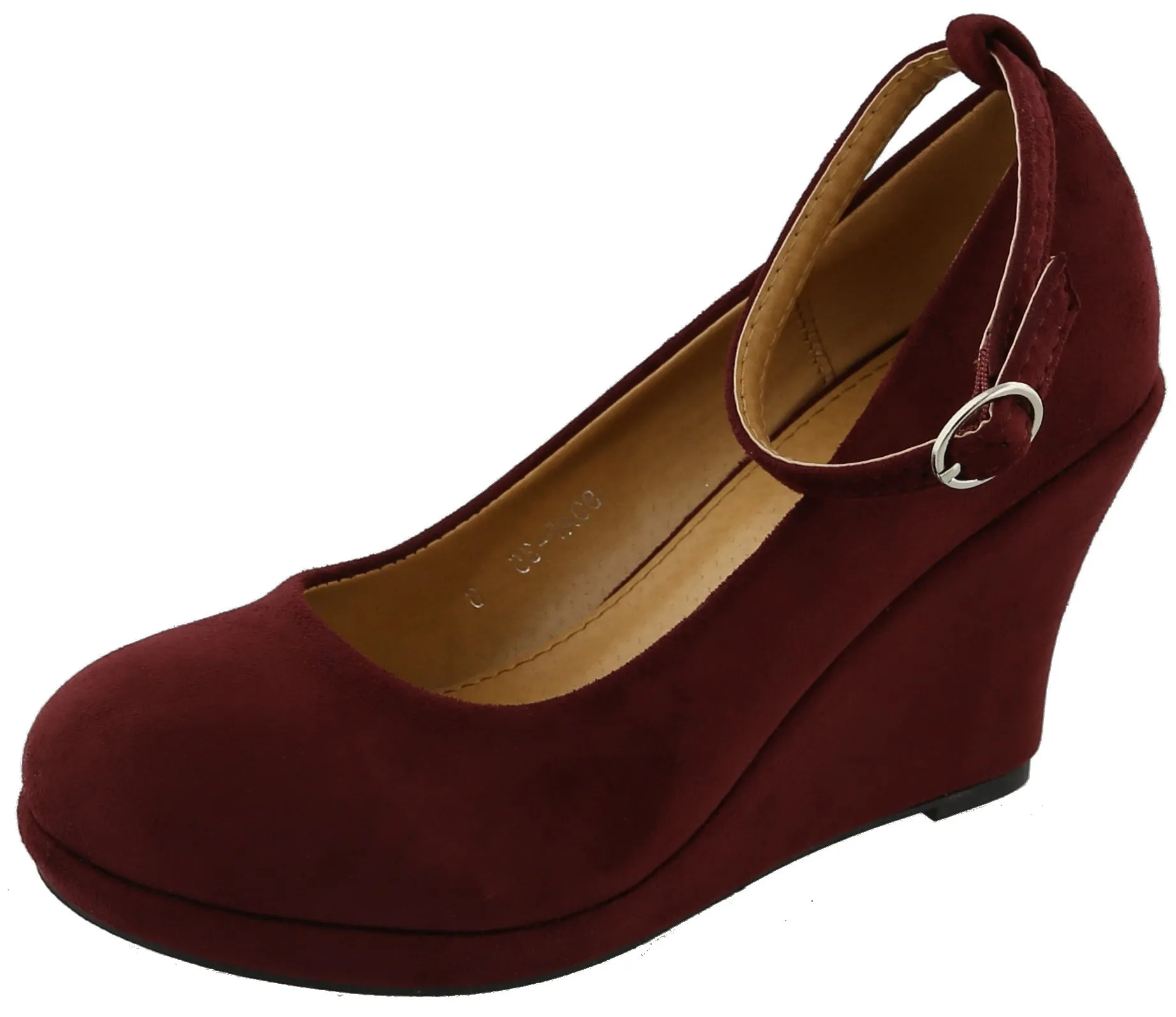 Top Moda Women's Ankle Strappy Round Closed Toe Platform Wedge
