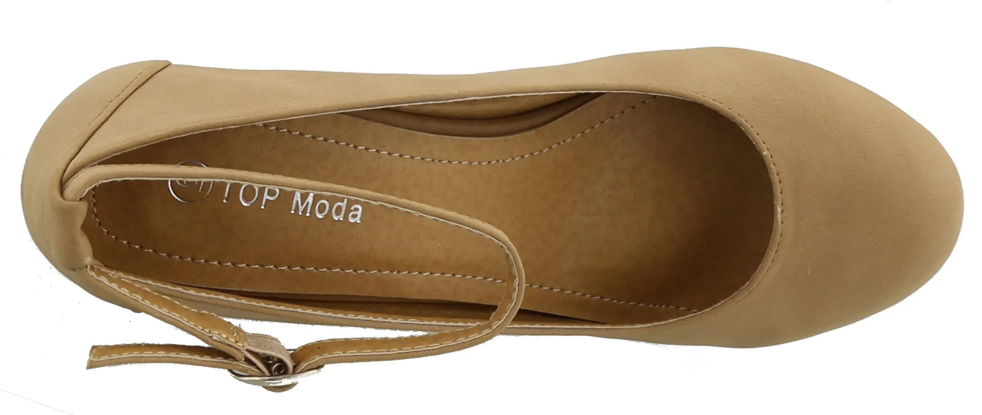 Top Moda Women's Ankle Strappy Round Closed Toe Platform Wedge