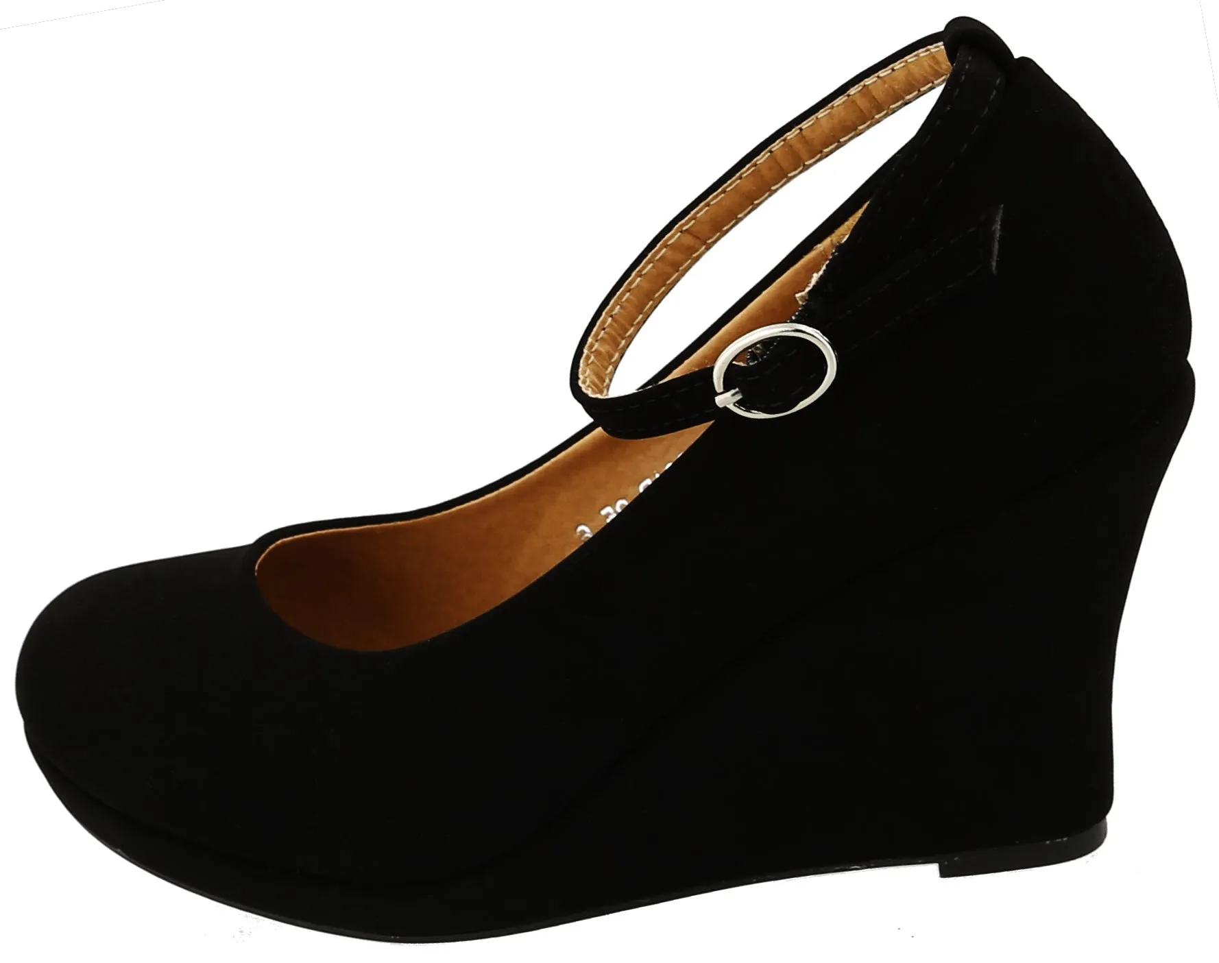 Top Moda Women's Ankle Strappy Round Closed Toe Platform Wedge