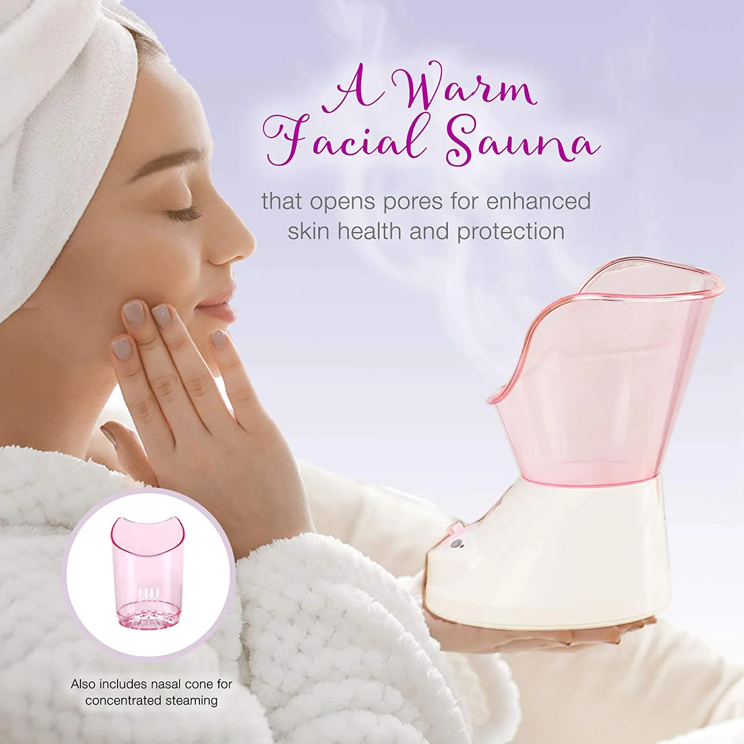 True Glow by Conair Gentle Mist Moisturizing Facial Sauna System with Facial Cleansing Brush
