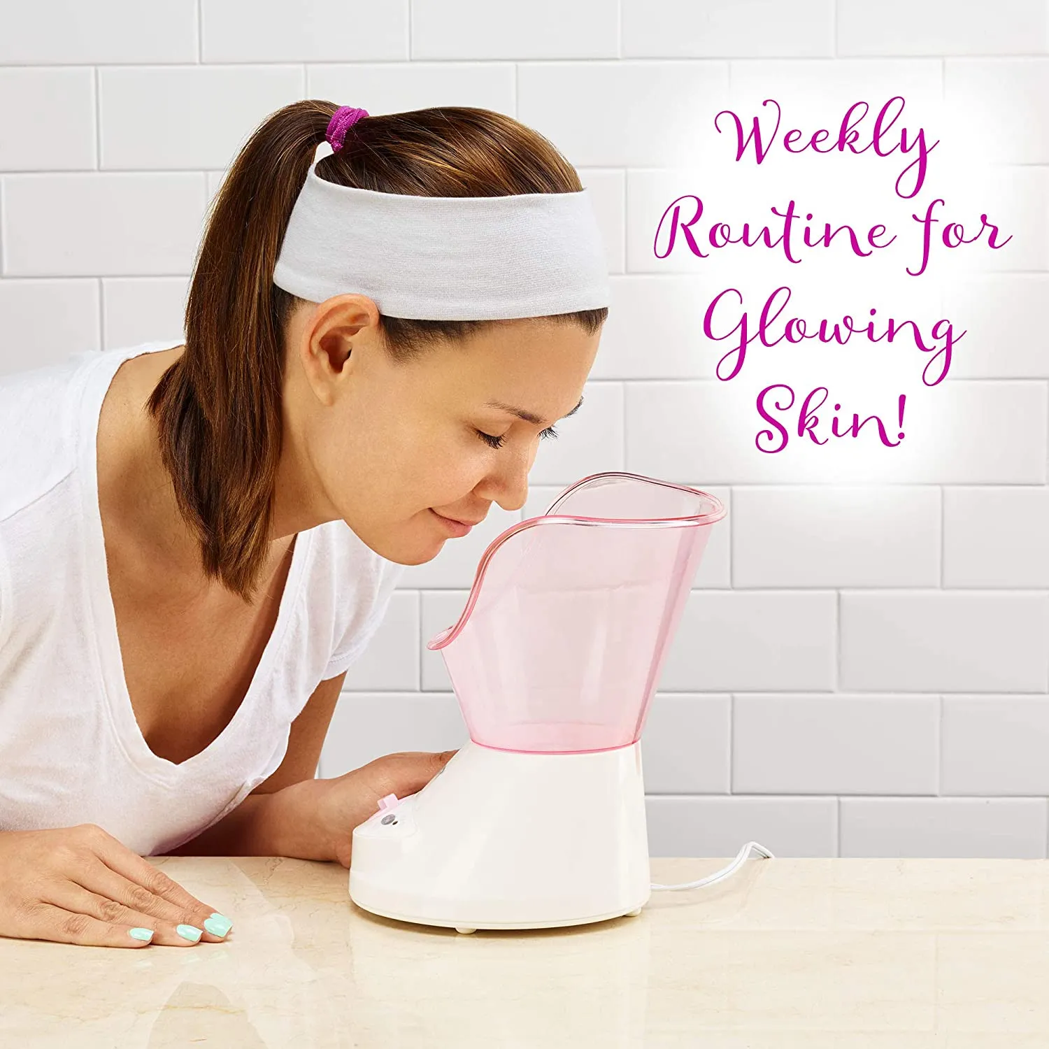 True Glow by Conair Gentle Mist Moisturizing Facial Sauna System with Facial Cleansing Brush