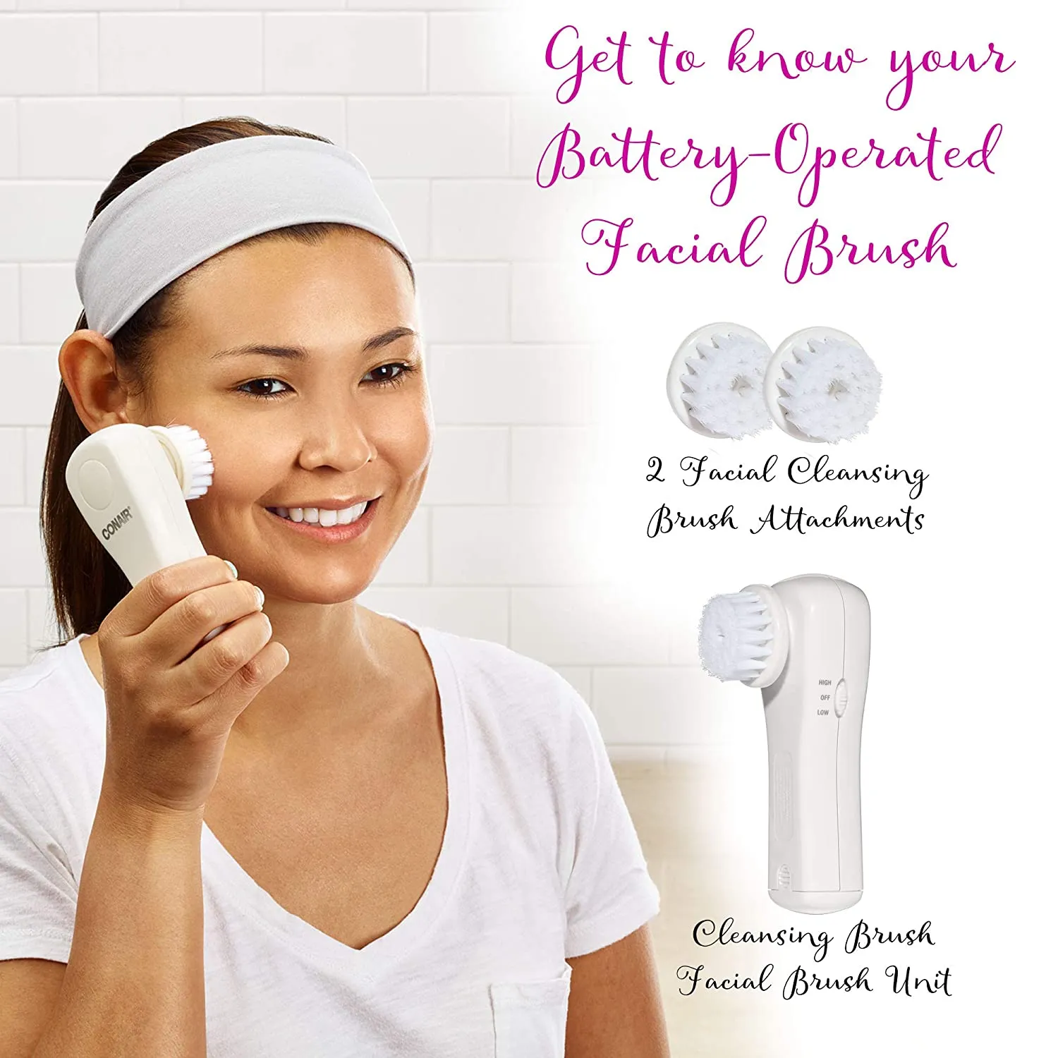 True Glow by Conair Gentle Mist Moisturizing Facial Sauna System with Facial Cleansing Brush