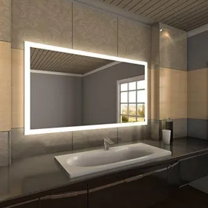 UNIQUE MIRROR Rectangular led Mirror with Three Led for Bedroom and Bathroom Three-color adjustable led mirror, light-controlled wash mirror, and anti-fog beauty mirror and size (24x30) inch W27.