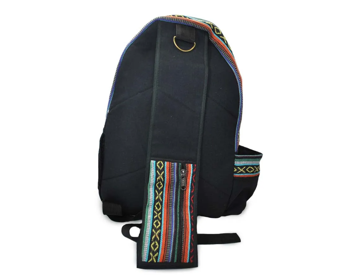 Zunkiri Sling Bag Crossbody Backpack Woven Baja Pattern Black
