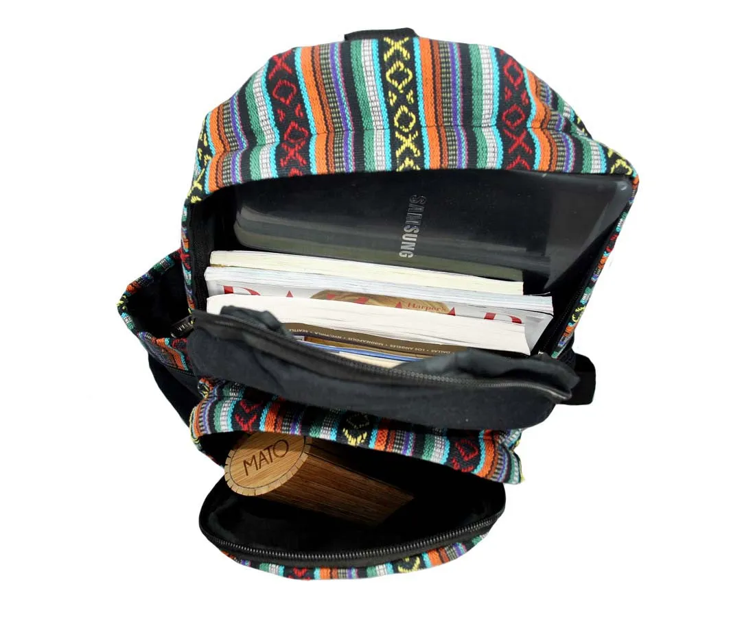 Zunkiri Sling Bag Crossbody Backpack Woven Baja Pattern Black